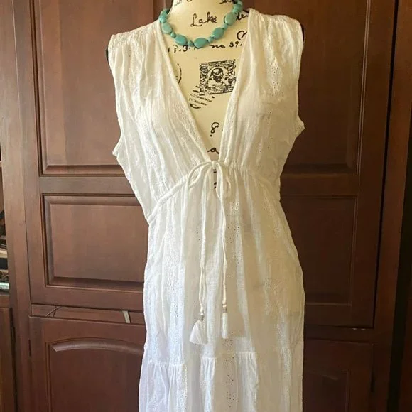 blue island cover up dress Relaxed Fit Blue Island Print Cotton Dress main image 0